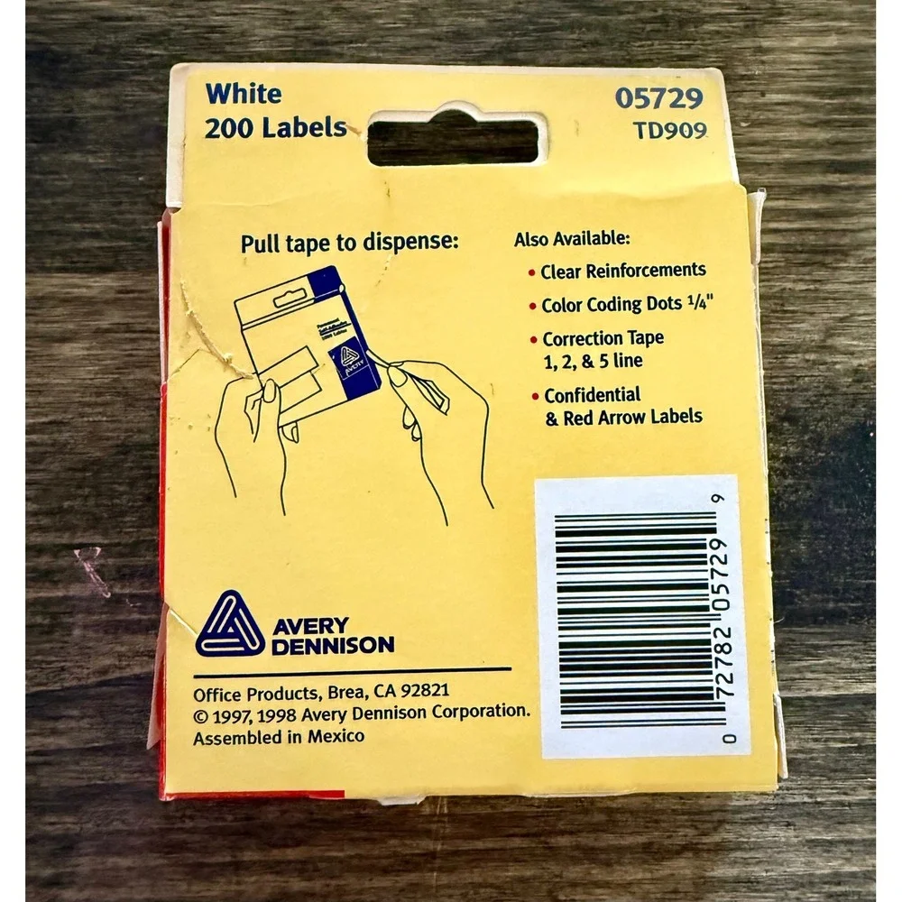 Avery Reinforcement Labels 05729 White 200ct Good Vintage 90s Permanent Adhesive